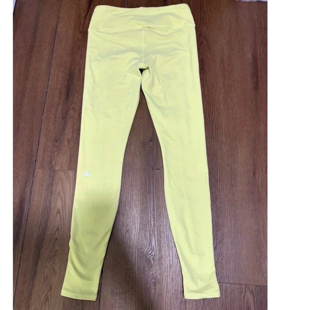 Alo Yoga XS High Waist Airbrush Leggings Neon Yellow Chartreuse Full Length